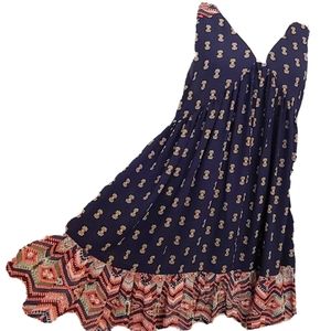 Umgee boho mini dress, Navy & Pink small